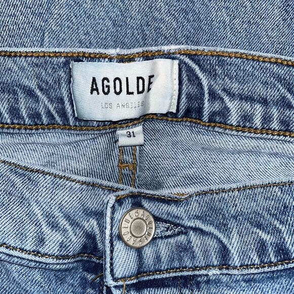 AGOLDE Nico High Rise Slim Fit Jeans Distressed Raw Hem Button Fly Size 31 - Picture 6 of 9